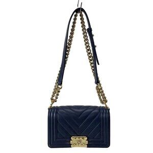 CHANEL Boy Chanel 20 / Matelasse A67085 Navy Lambskin Shoulder Bag